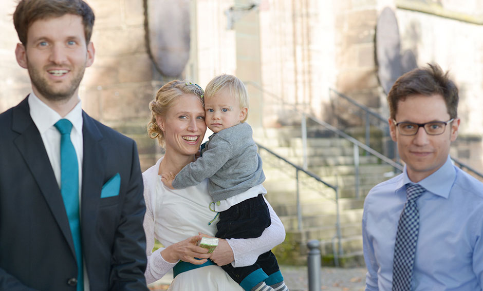 Hochzeitsfoto Brautpaar mit Trauzeuge